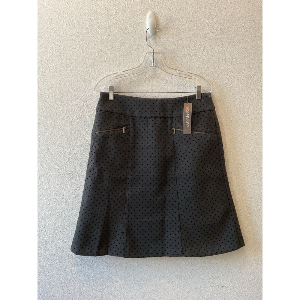 Spanner Gray Polka Dot Skirt Zip Pocket Size 8 NEW NWT $128 Retail